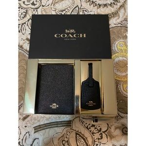 Coach Black Glitter Passport Wallet & Luggage Tag